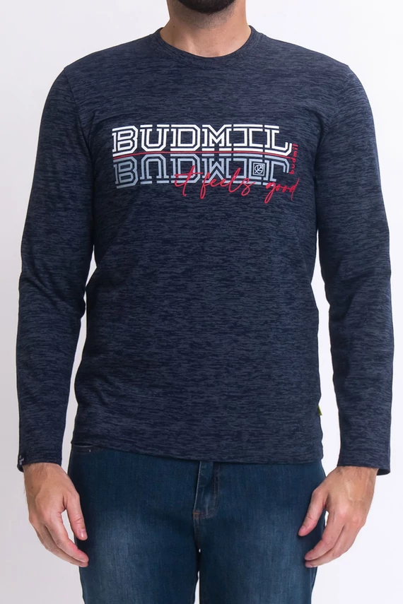 Budmil hosszú ujjú modern fit póló Melírkék