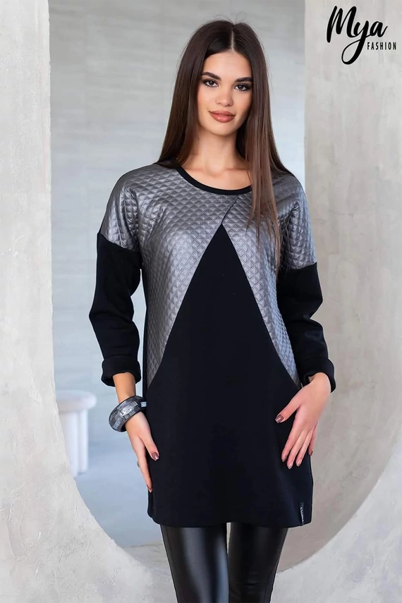 Luisa tunika fekete-ezüst