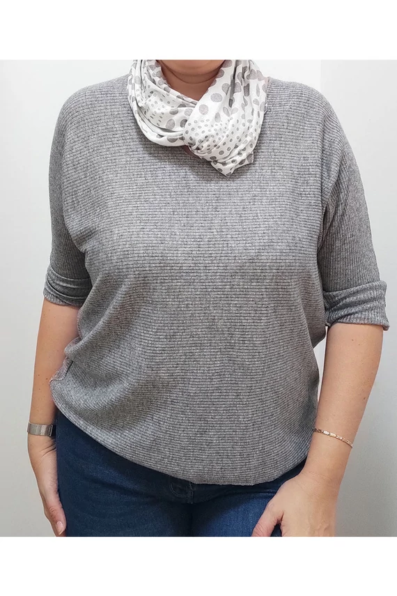 MY STYLE női kötött sálas felső csillogós szürke