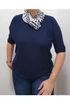 Kép 1/3 - MY STYLE női kötött sálas felső csillogós sötétkék