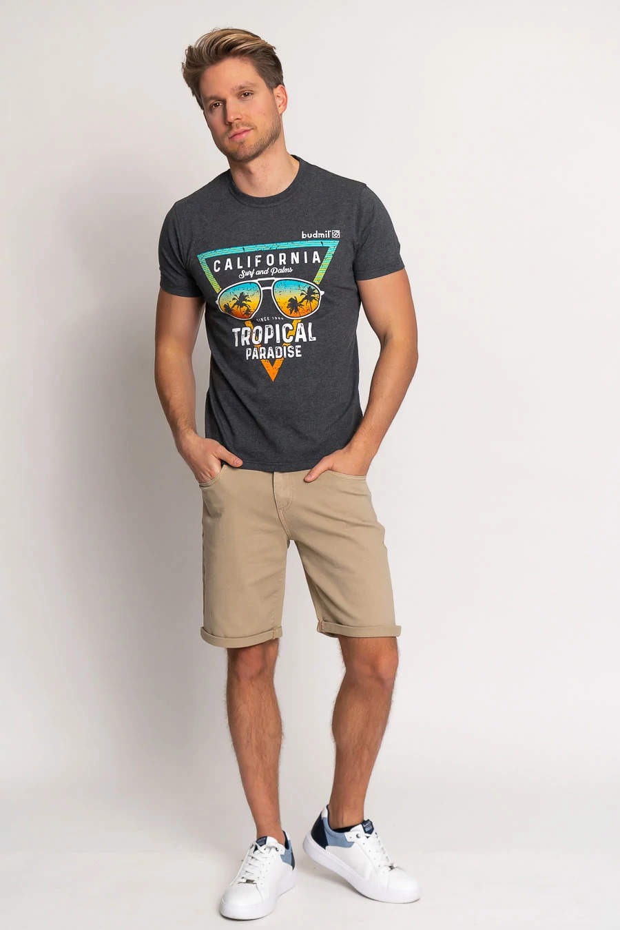 Budmil California modern fit póló Szürke