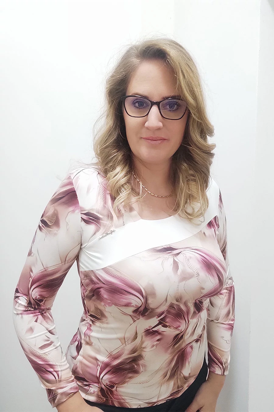 Mya hosszú ujjú mintás felső lila-fehér