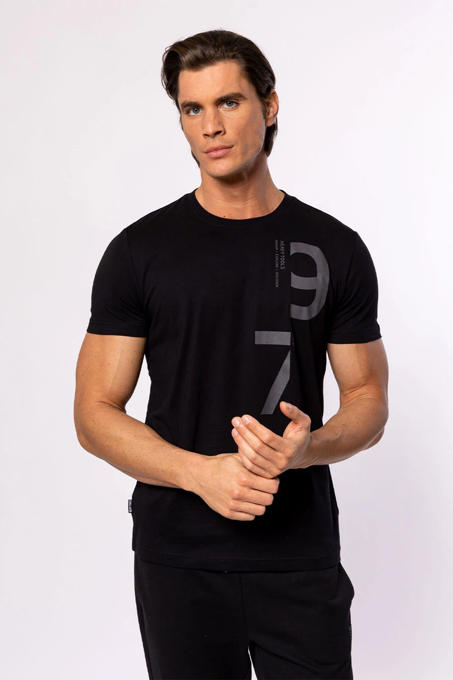 Heavy Tools férfi rövid ujjú póló MANARA BLACK