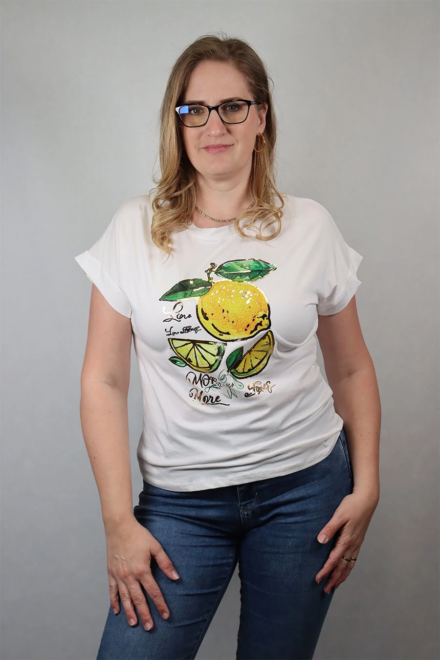 NATI rövid ujjú póló mintás fehér